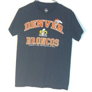 Majestic NFL Super Bowl Denver Broncos Blue Orange Small Short Sleeve T Shirt